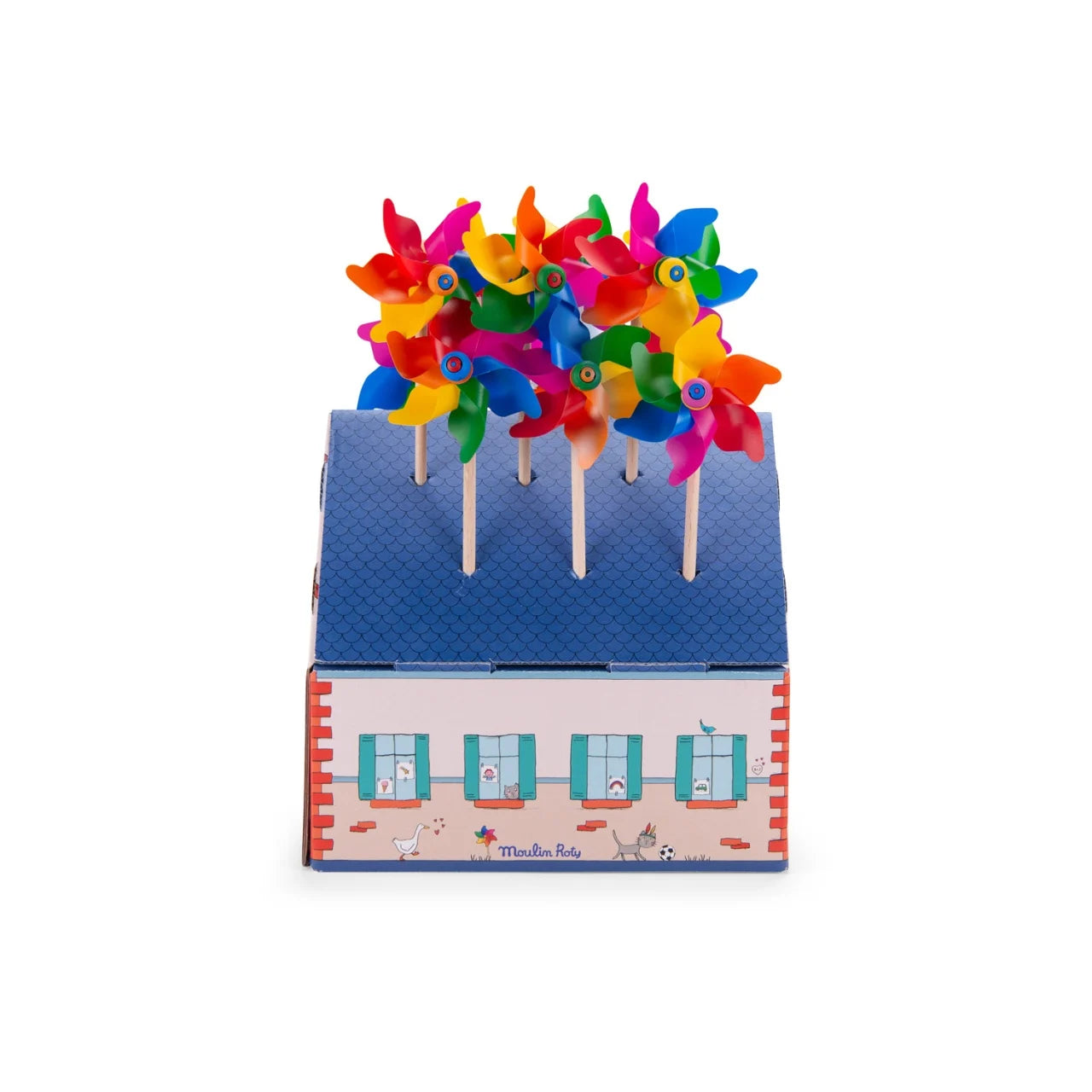 Morișcă de vânt multicoloră Moulin Roty – jucărie de exterior pentru copii 1–6 ani