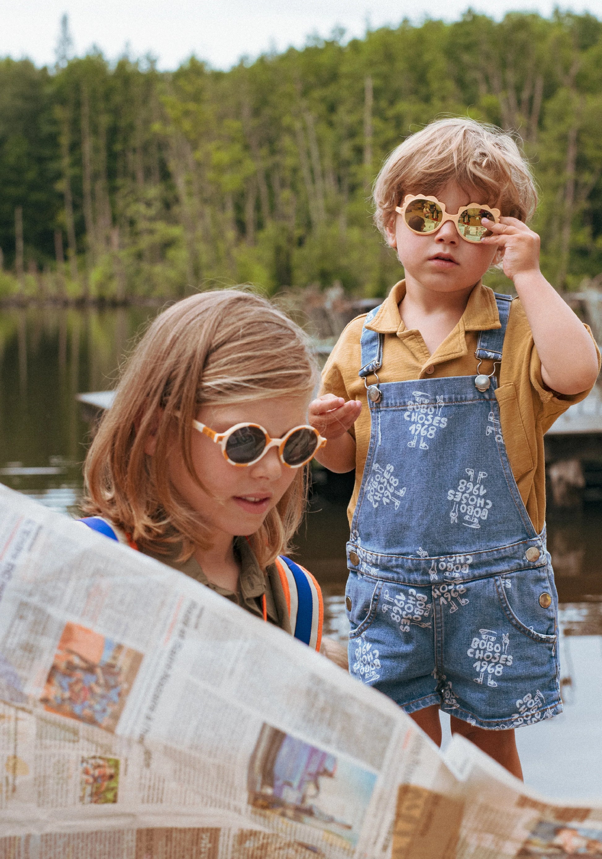Ochelari de soare polarizați KI ET LA 6-9 ani - Round Sand Stripe