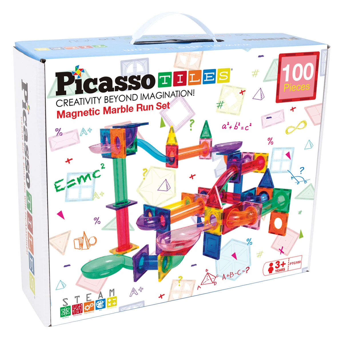 Set PicassoTiles Traseu magnetic pentru bile (marble run) - 100 de piese