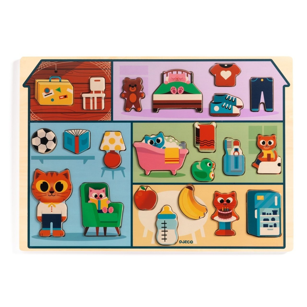 Puzzle din lemn Acasă, Djeco
