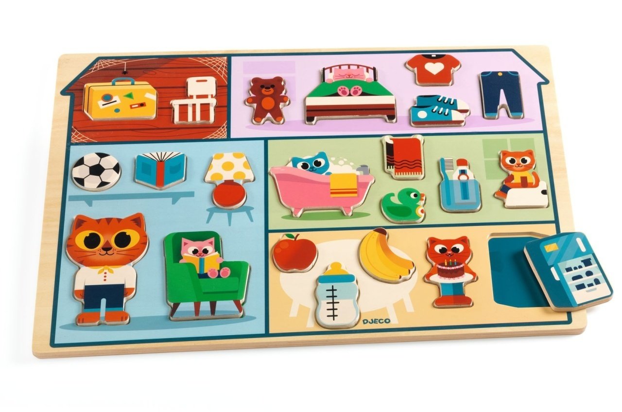 Puzzle din lemn Acasă, Djeco