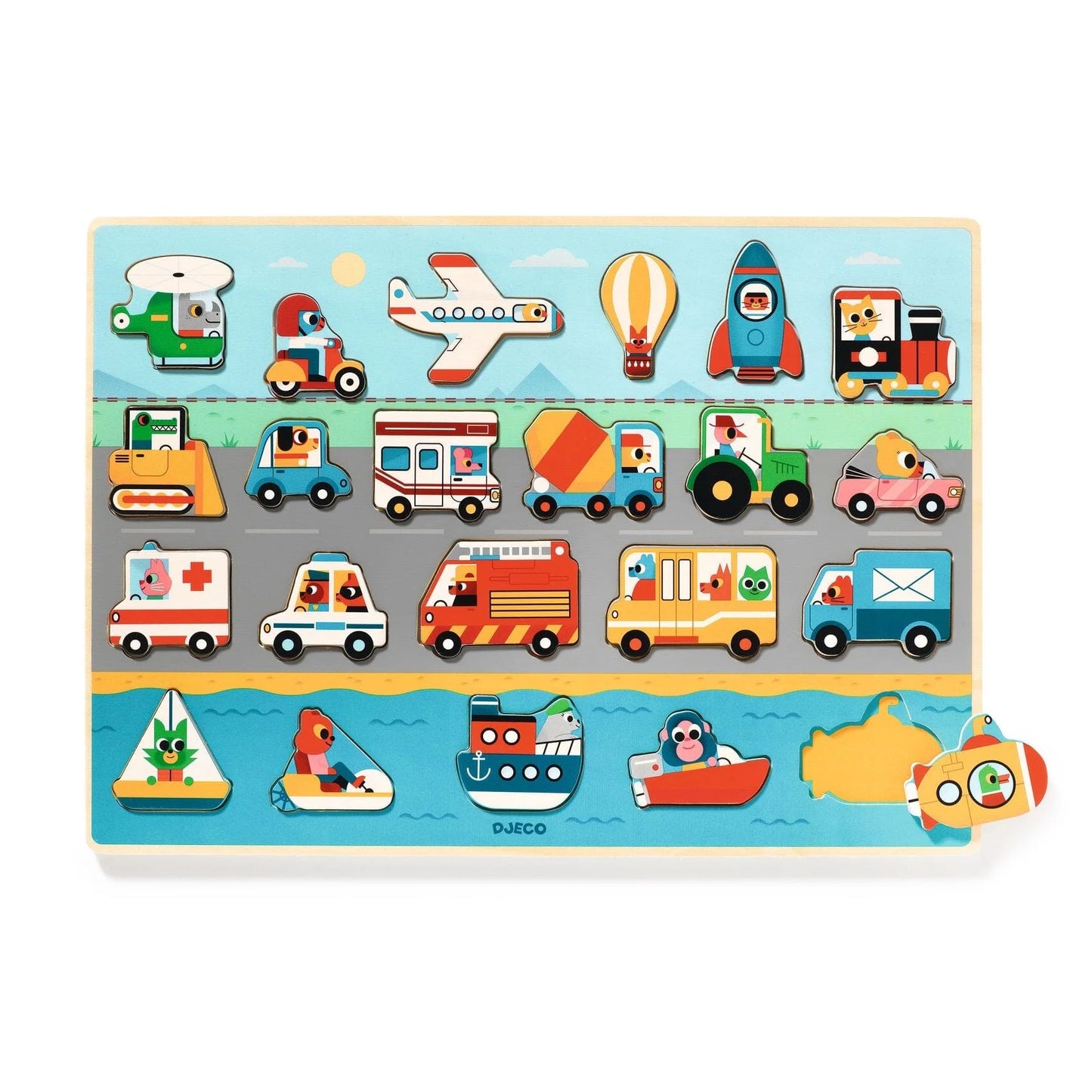 Puzzle lemn Vroom-vroom, Djeco