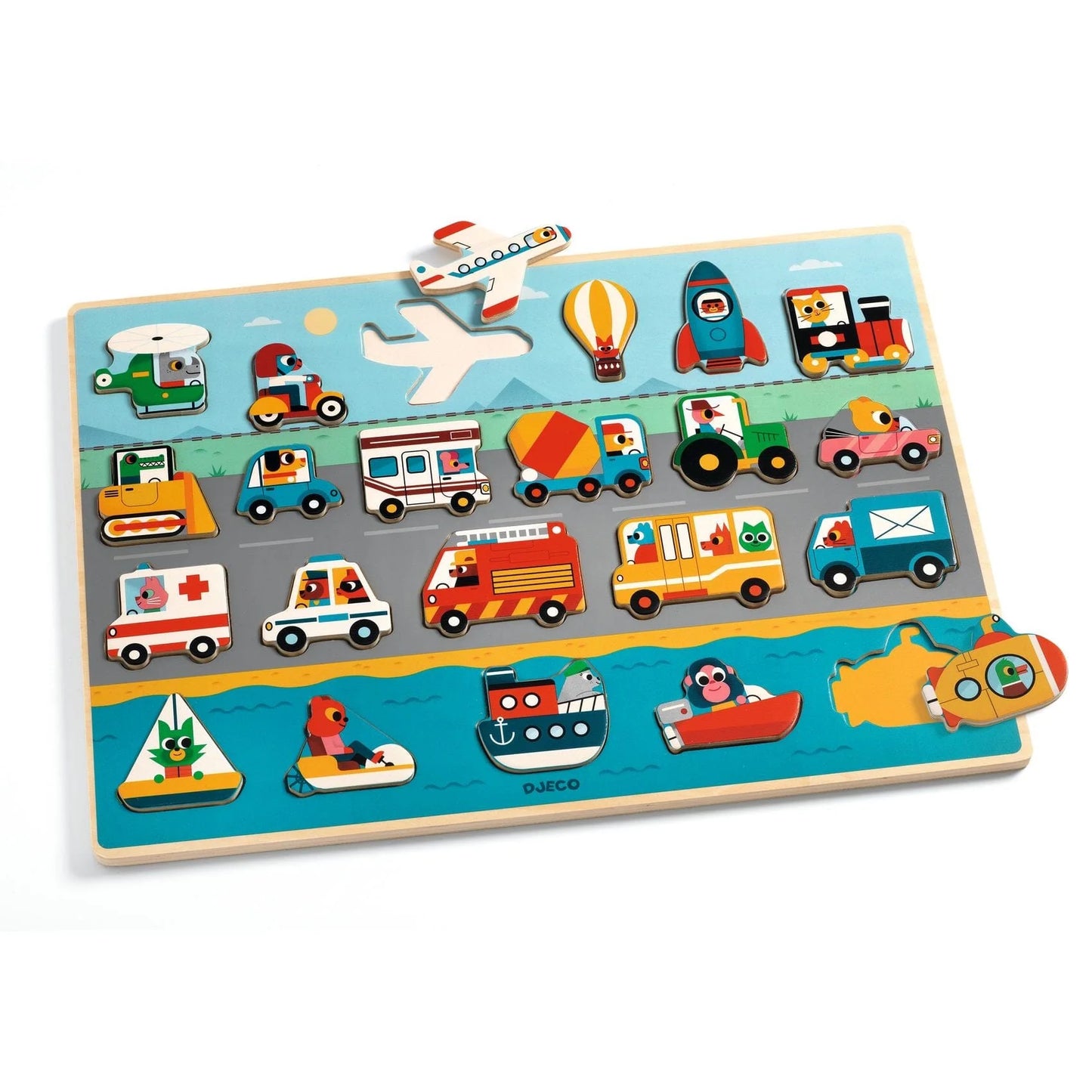 Puzzle lemn Vroom-vroom, Djeco