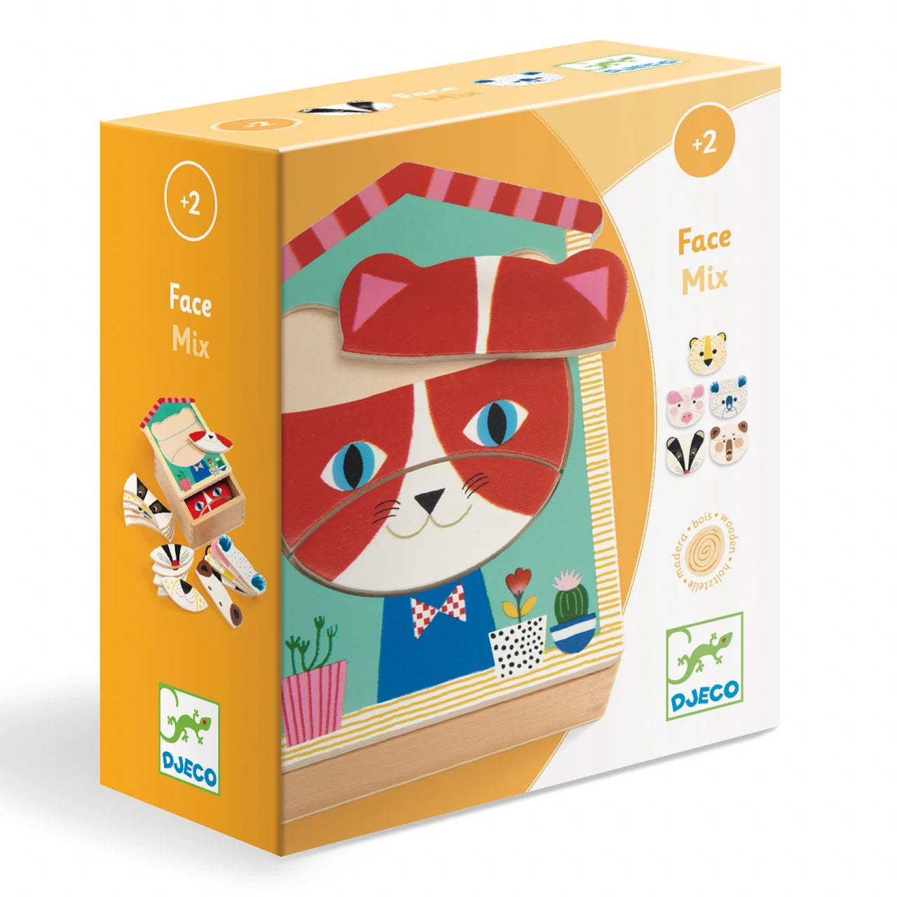 Puzzle lemn Djeco Face mix