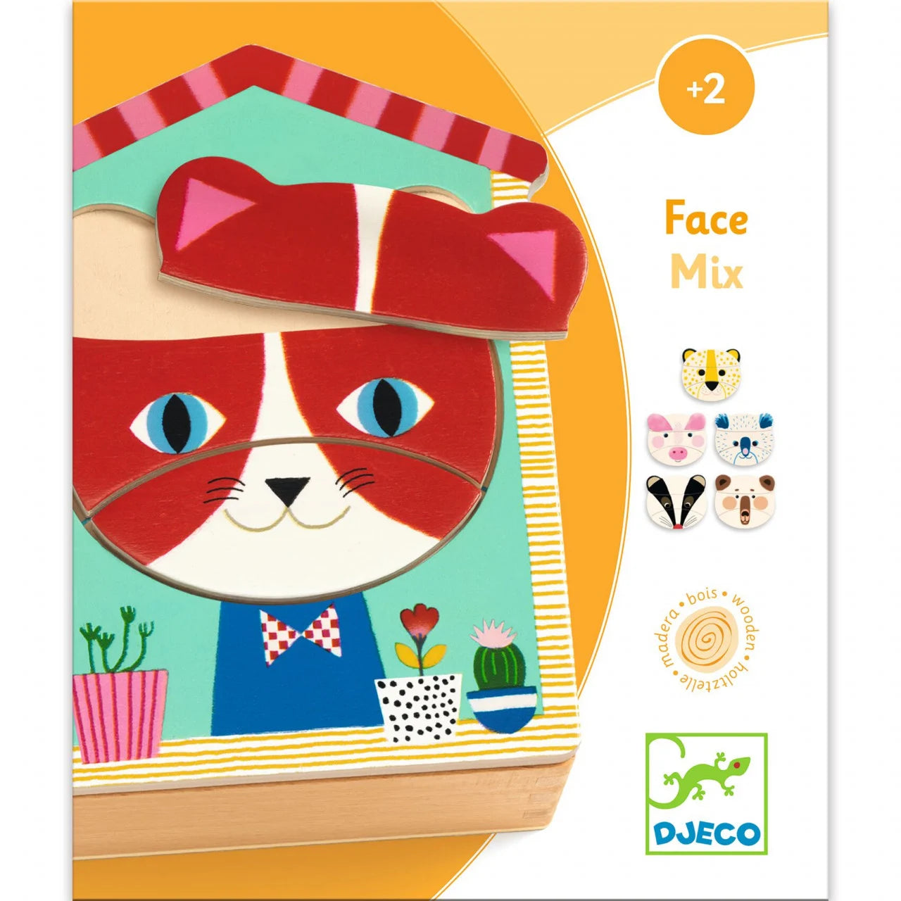 Puzzle lemn Djeco Face mix