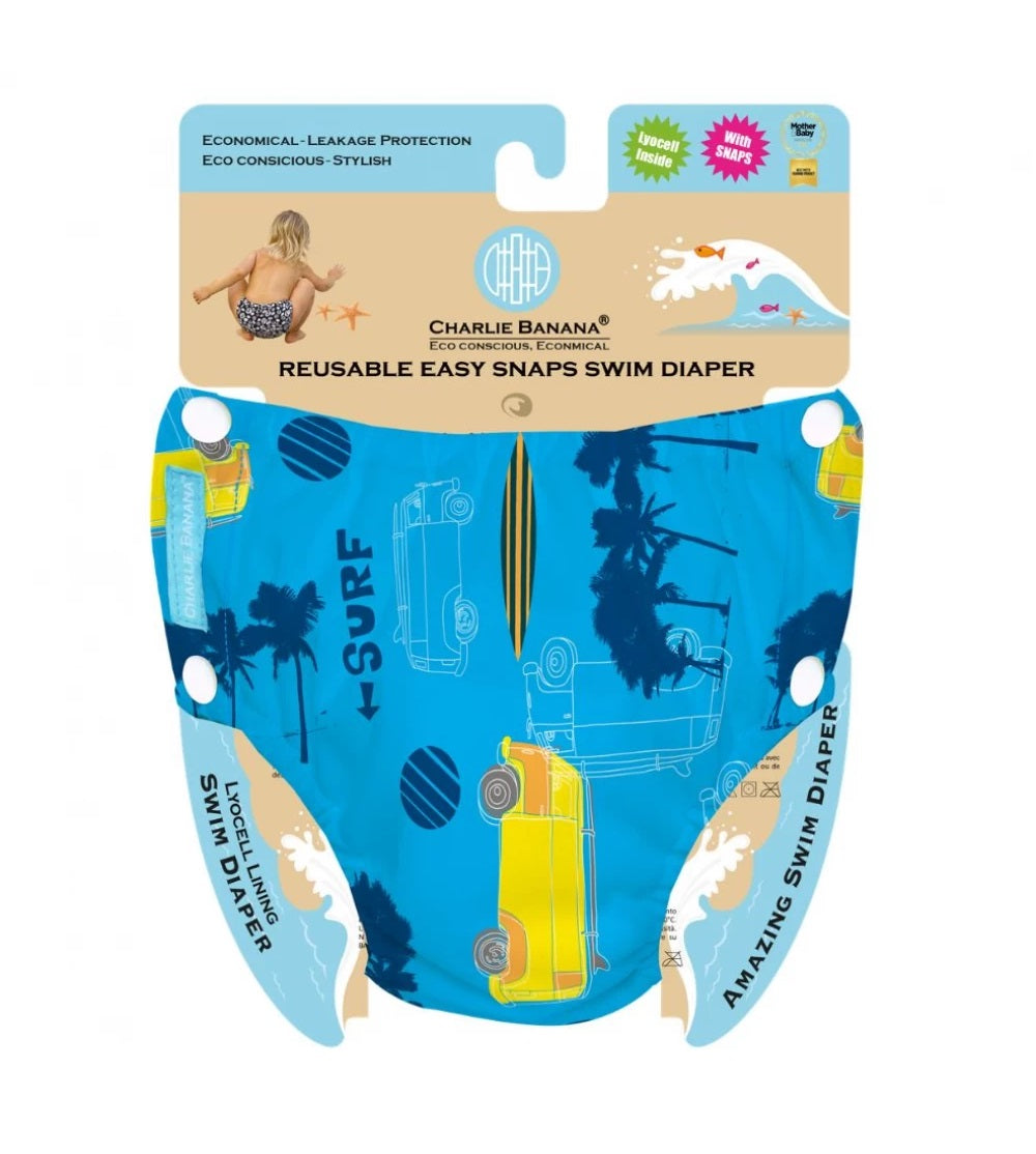 Scutec refolosibil de înot Charlie Banana cu interior de Tencel și capse laterale - model Malibu