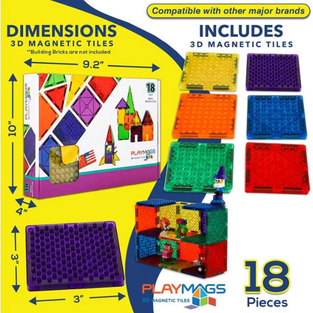Set Playmags 18 piese magnetice de construcție cu forme mici pentru cărămizi de construit gen Lego
