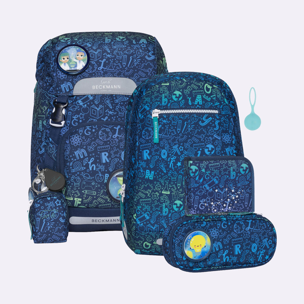 Ghiozdan, rucsac ergonomic Beckmann, set clasic 7 piese, Science