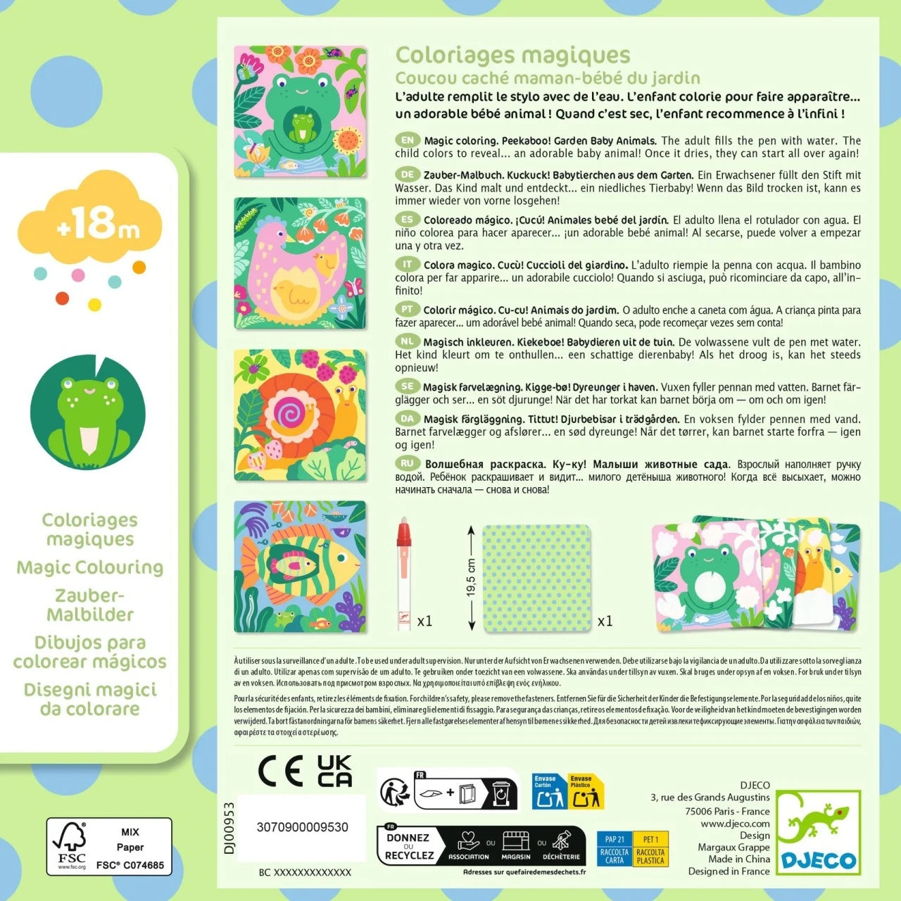 Set Pictură cu Apă Animale din Grădină – Colorat Magic Reutilizabil 18 luni+ | Djeco