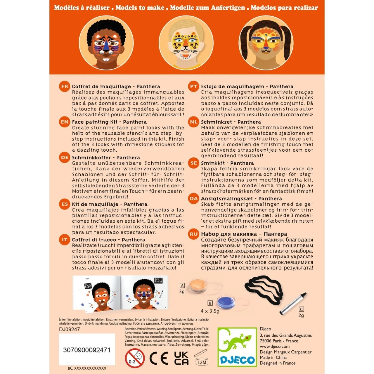 Set pictură pe față Animale sălbatice, Djeco