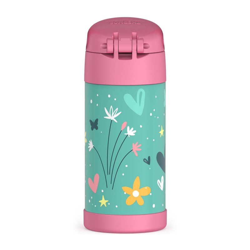 Termos FUNtainer pentru copii cu pai - wild flowers, 355 ml