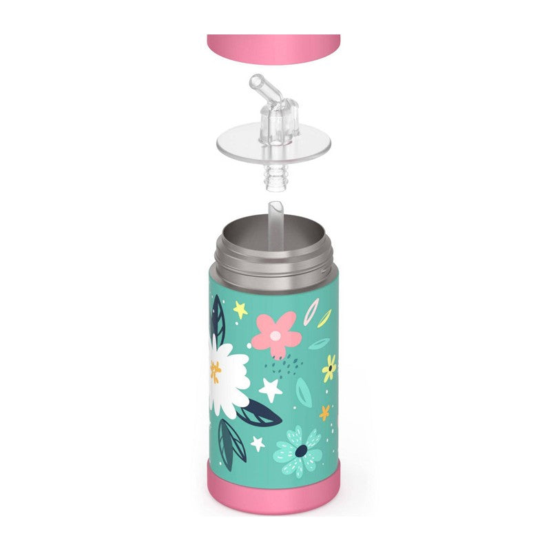 Termos FUNtainer pentru copii cu pai - wild flowers, 355 ml