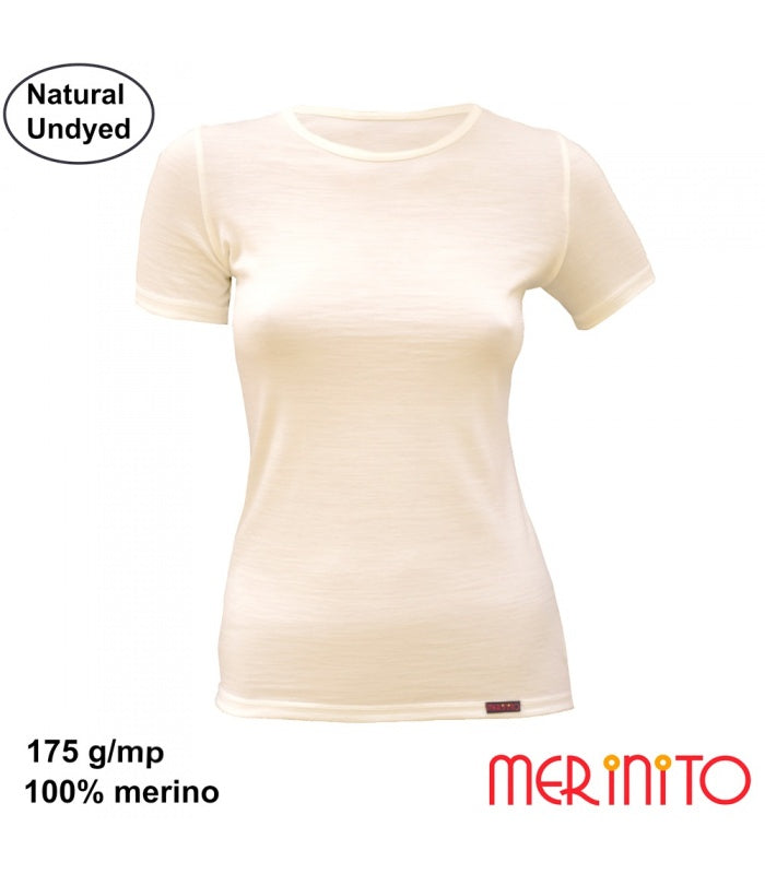 Tricou damă Merinito Natural Undyed 175g, 100% lână merinos