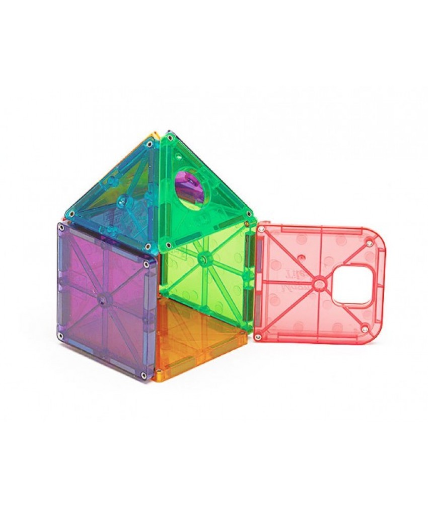 Set Magna-Tiles Deluxe - 48 Piese Magnetice De Construcție Transparente Colorate