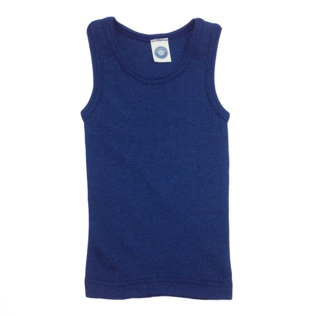 Maiou din lână și mătase albastru, organic - Cosilana