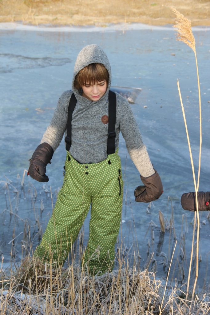 Pantaloni de iarna cu bretele funky green - Ducksday