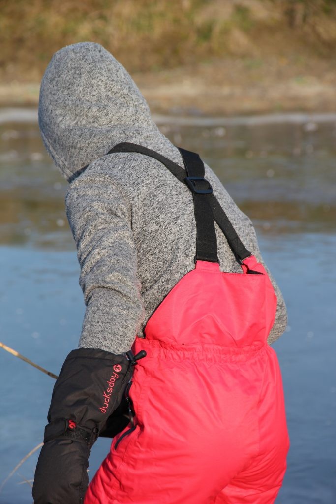 Pantaloni de iarnă cu bretele red - DucKsday