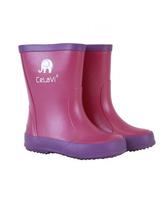 Cizme CeLaVi din cauciuc natural in două culori - Fuchsia cu Mov