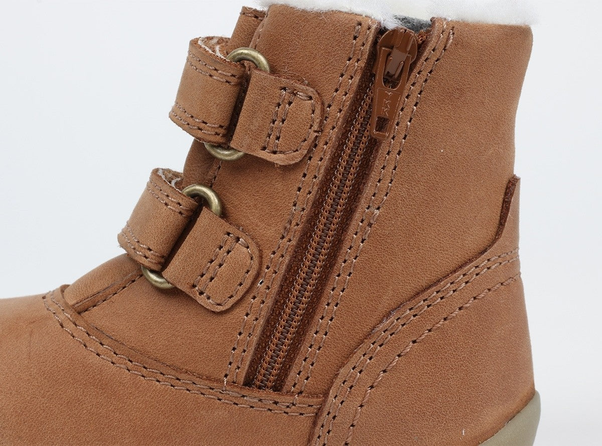 Ghete pentru copii (Step up) Aspen Caramel din piele naturală și lână merinos - Bobux