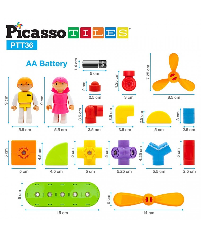 Set PicassoTiles Mașină - 42 Blocuri Magnetice de construcție colorate