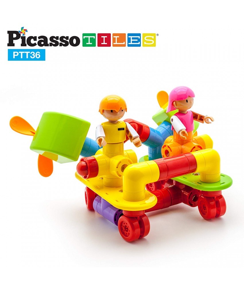 Set PicassoTiles Mașină - 42 Blocuri Magnetice de construcție colorate
