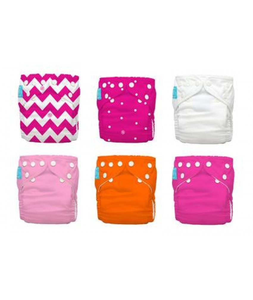 Set 6 scutece textile Charlie Banana Tutti Gucci cu inserturi noi cu fleece (scutece hibrid, cu buzunar sau AI2)