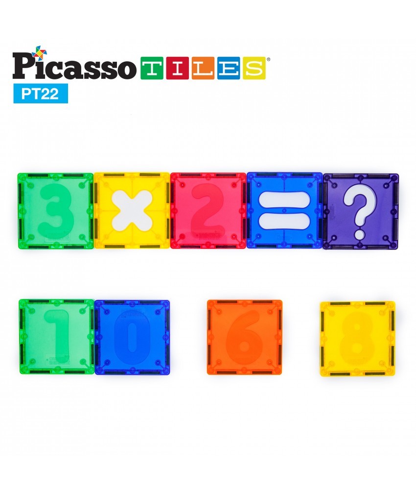 Set PicassoTiles Numerical - 22 Piese magnetice de constructie colorate