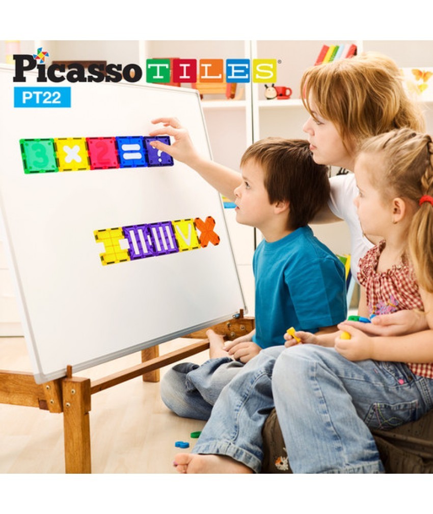 Set PicassoTiles Numerical - 22 Piese magnetice de constructie colorate
