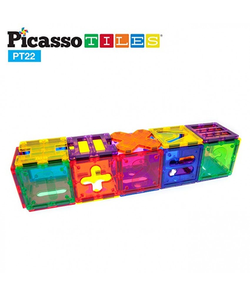 Set PicassoTiles Numerical - 22 Piese magnetice de constructie colorate