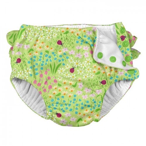Scutec pentru înot și antrenament la oliță iPlay SPF 50+ - Green Flower Patch (cu volănașe)