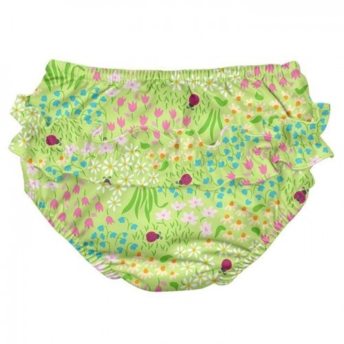 Scutec pentru înot și antrenament la oliță iPlay SPF 50+ - Green Flower Patch (cu volănașe)