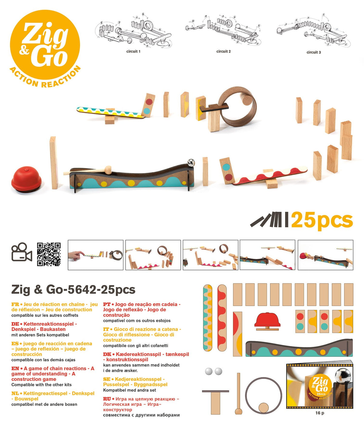 Zig&Go Djeco, set de construcție trasee, 25 piese