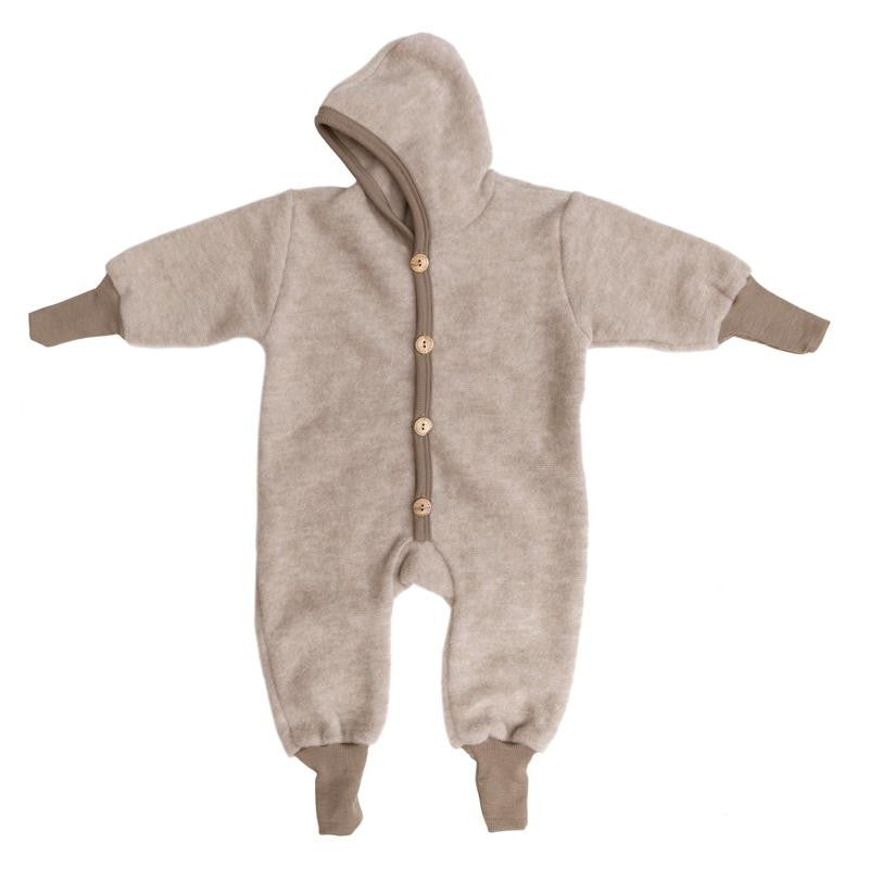 Overall bebe din lana organica tip fleece, Latte Machiato - Cosilana