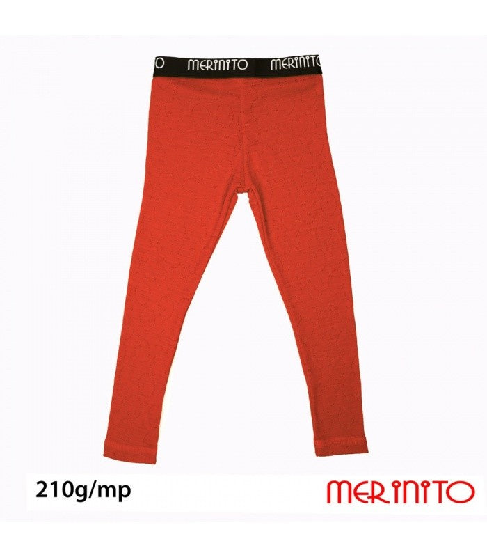 Colanți copii Rib Pointelle 210g 100% lână merinos – Orange Bliss - Merinito