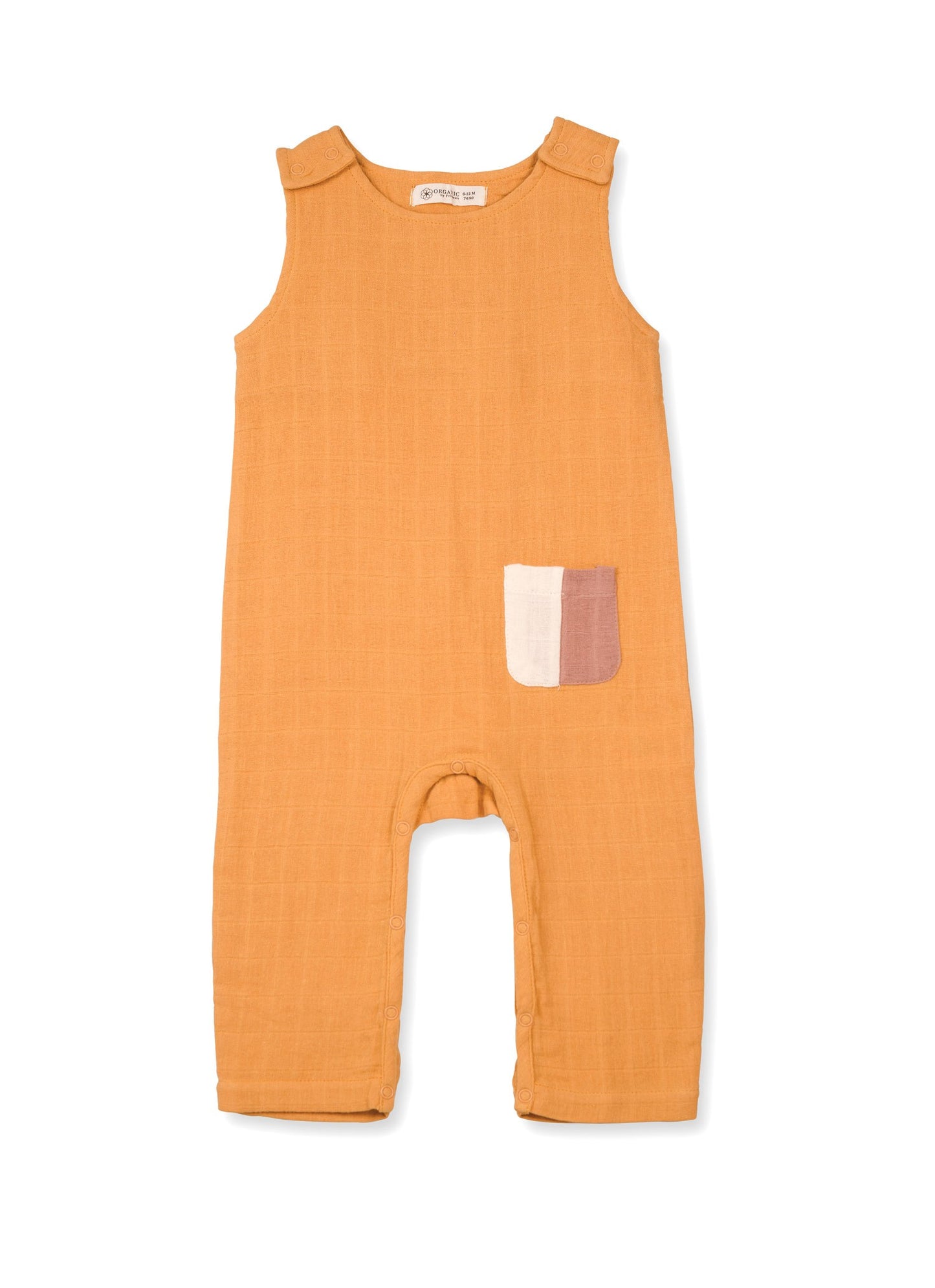 Salopetă fără mâneci din muselină de bumbac organic - Organic By Feldman Pentru Copii - Play Of Colors Sun Ochre