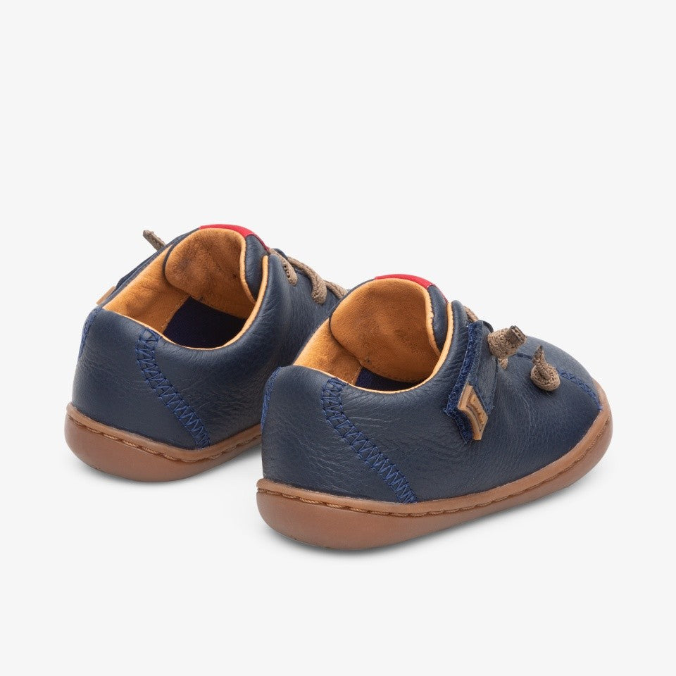 Papucei Peu Navy cu siret maro (pentru primii pasi) - Camper