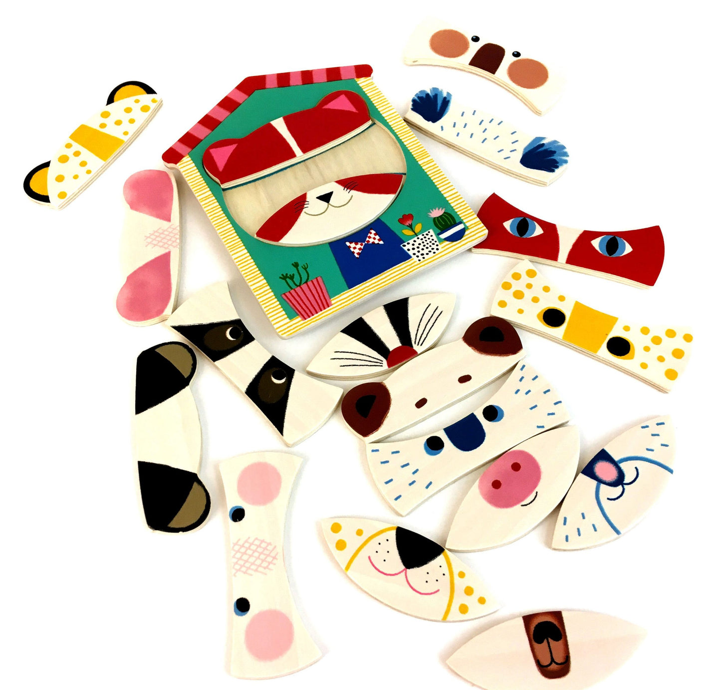 Puzzle lemn Djeco Face mix