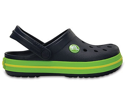 Slapi Crocs (Kids' Crocband™ Clog) - Navy / Volt Green