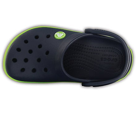 Slapi Crocs (Kids' Crocband™ Clog) - Navy / Volt Green