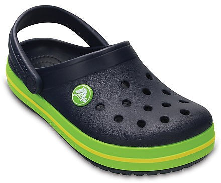 Slapi Crocs (Kids' Crocband™ Clog) - Navy / Volt Green