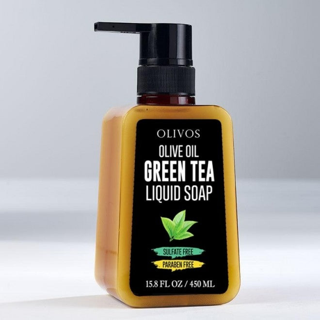 Săpun lichid calmant cu ulei de măsline și ceai verde, Olivos, 450 ml