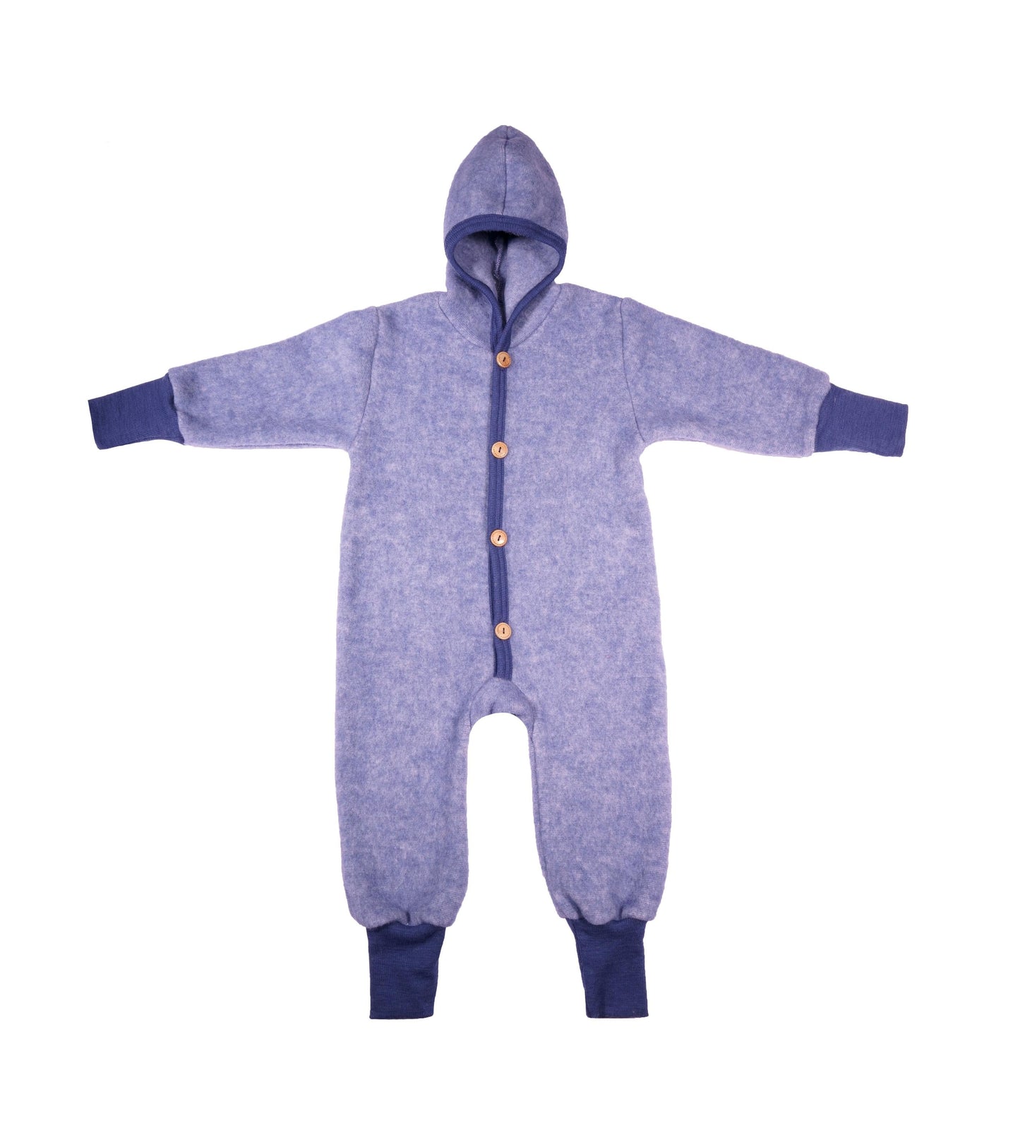 Overall lana organica si bumbac tip fleece, blue - Cosilana