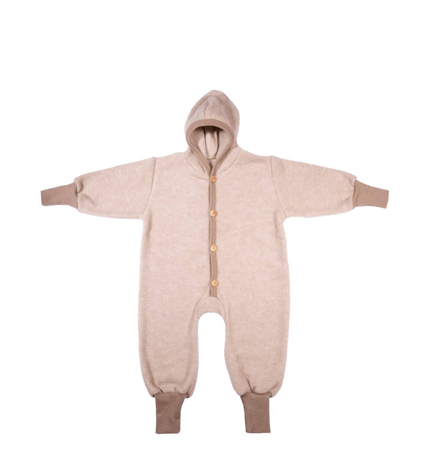 Overall lana organica si bumbac tip fleece, latte machiato - Cosilana