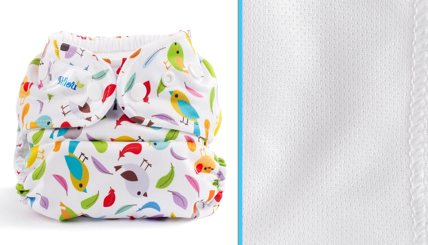 Scutec textil Microfleece Birds of Paradise cu doua inserturi S si M - Billou