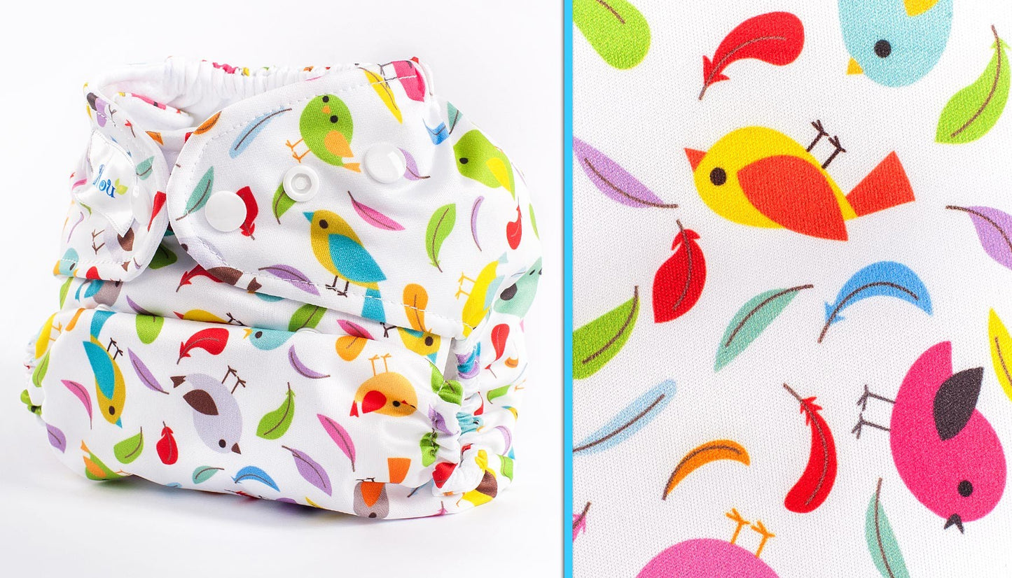 Scutec textil Bamboo Birds of Paradise cu doua inserturi S si M - Billou