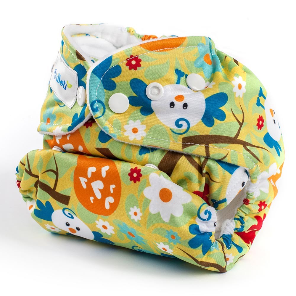 Scutec textil Bamboo Cheerful Forest cu doua inserturi S si M - Billou