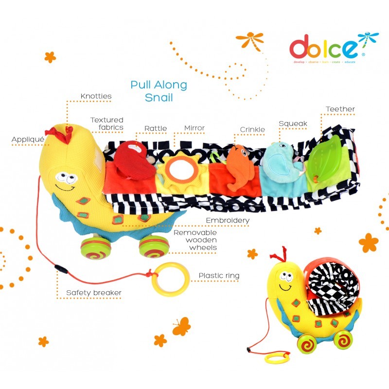 Jucarie de tras interactiva Melc cu activitati, Dolce