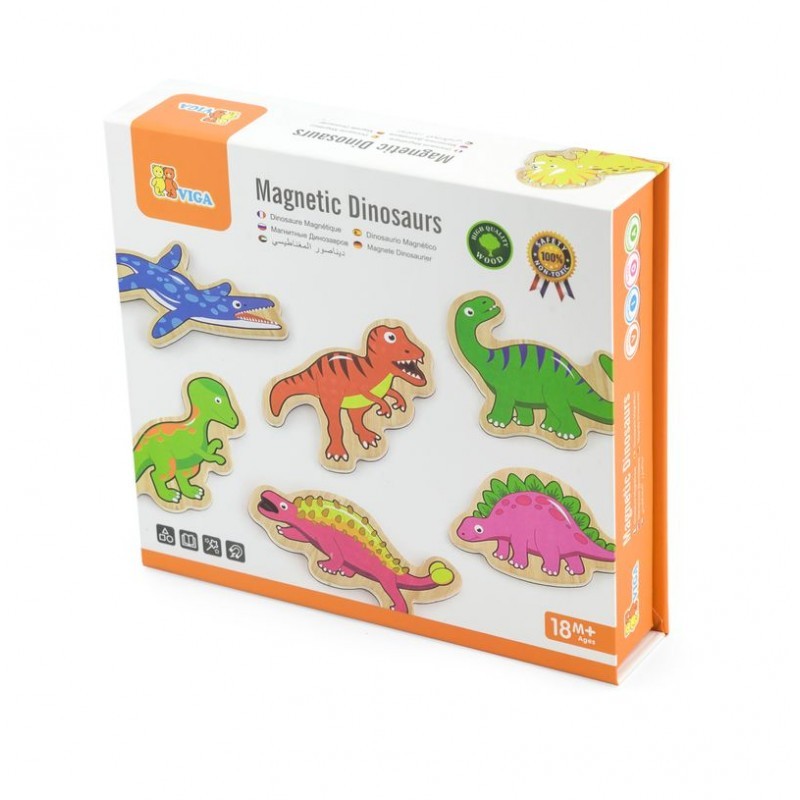 Set dinozauri magnetici din lemn 20 buc - Viga