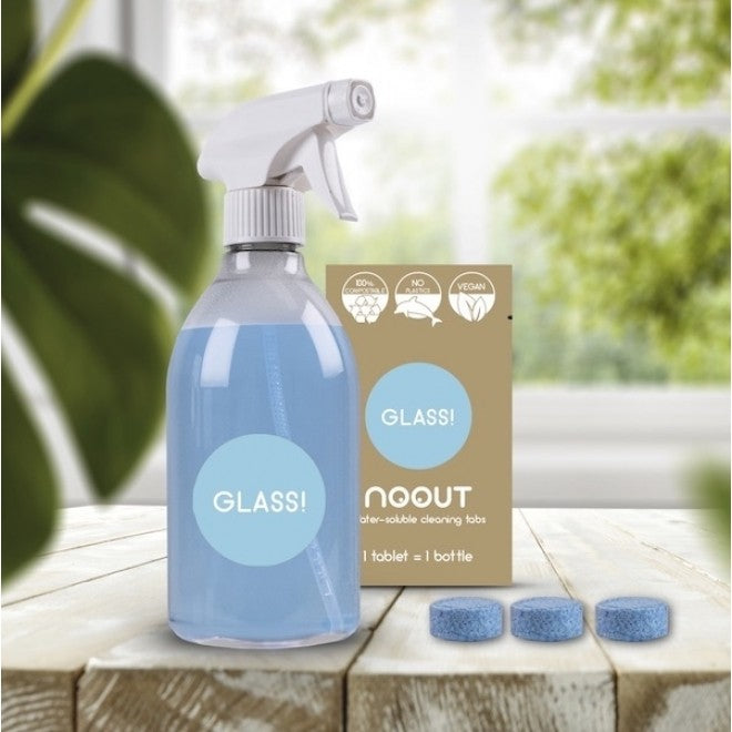 Set soluție curățare geamuri - zero waste - recipient și tablete, Noout