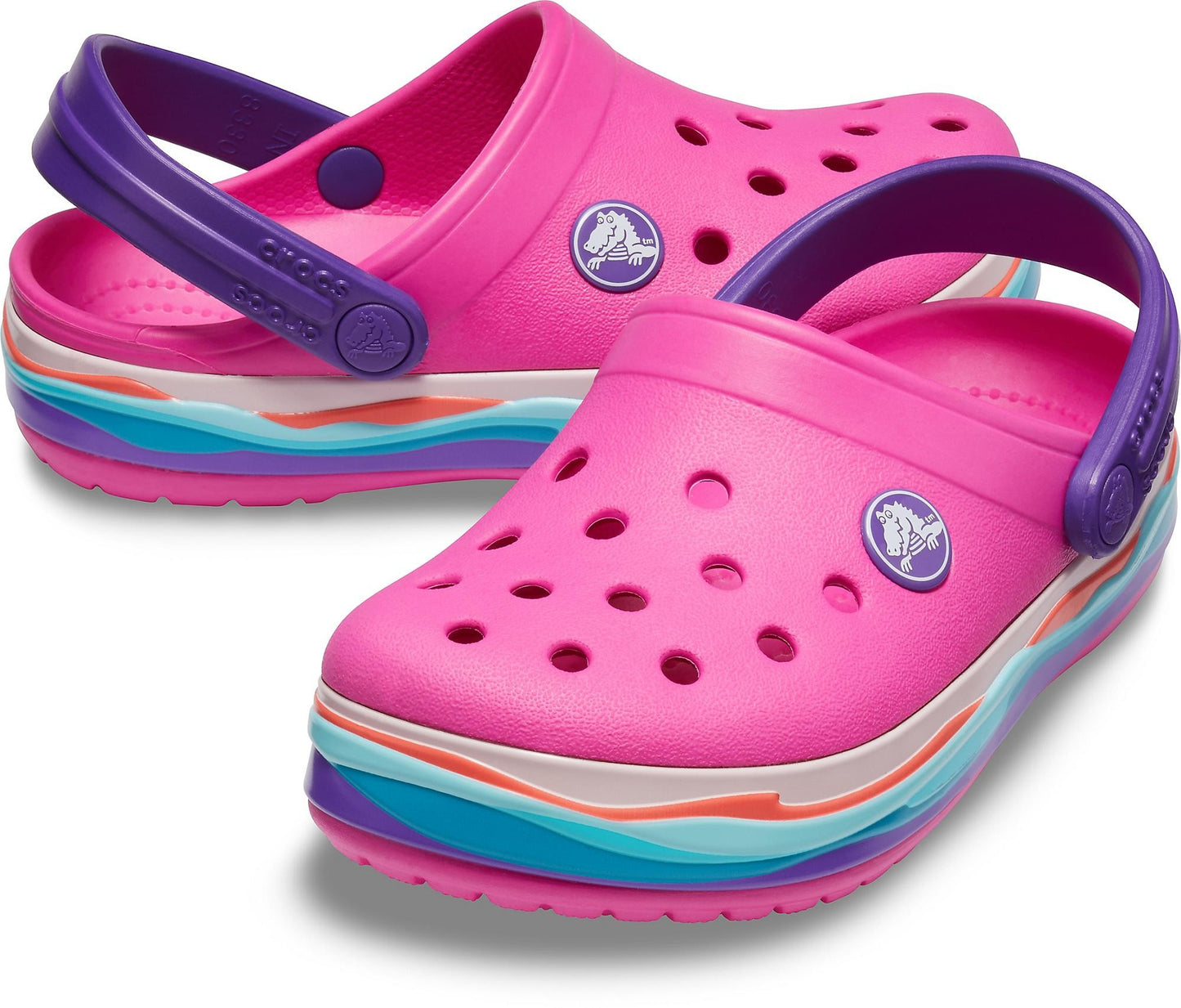 Slapi Crocs (Kids' Wavy Band™ Clog) - Neon Magenta